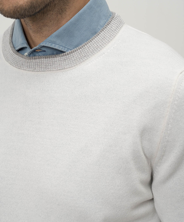 Peserico Белый джемпер из шерсти, кашемира и шелка R59361F12E9018 изображение 5