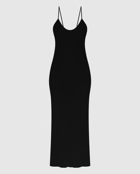 Allude Черное платье-комбинация из шелка 24284004