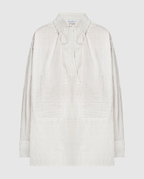 Max Mara Біла блуза Saletta з шовком в смужку із запонками SALETTA