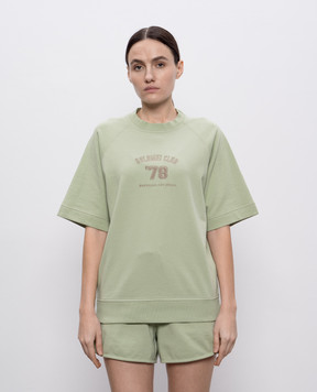 Brunello Cucinelli Зелена футболка з вишивкою MD869VE510