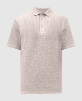 Brunello Cucinelli Бежевое поло с леном в узор. MW8653936