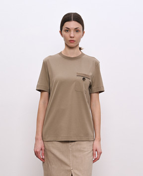 Brunello Cucinelli Коричнева футболка з ланцюжком моніль M0T81VE210
