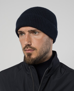 Canali Синяя шапка из шерсти и кашемира MK02171B0032