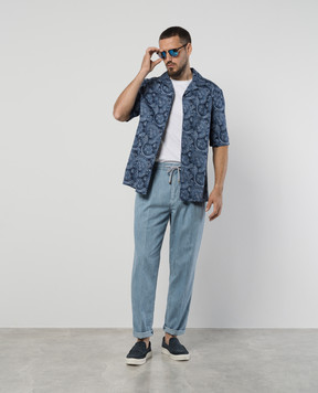 Brunello Cucinelli Синя сорочка в принт пейслі MM6640615P