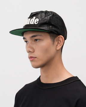 Rhude Черная кожаная кепка с вышивкой логотипа RHPF25HA01459