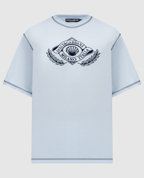 Dolce&Gabbana Голубая футболка с фактурным логотипом G8PN9TG7PEC