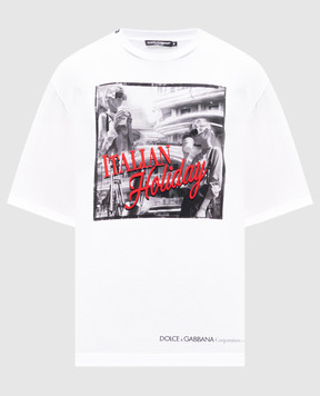 Dolce&Gabbana Біла футболка з принтом логотипа G8PN9TG7O4T