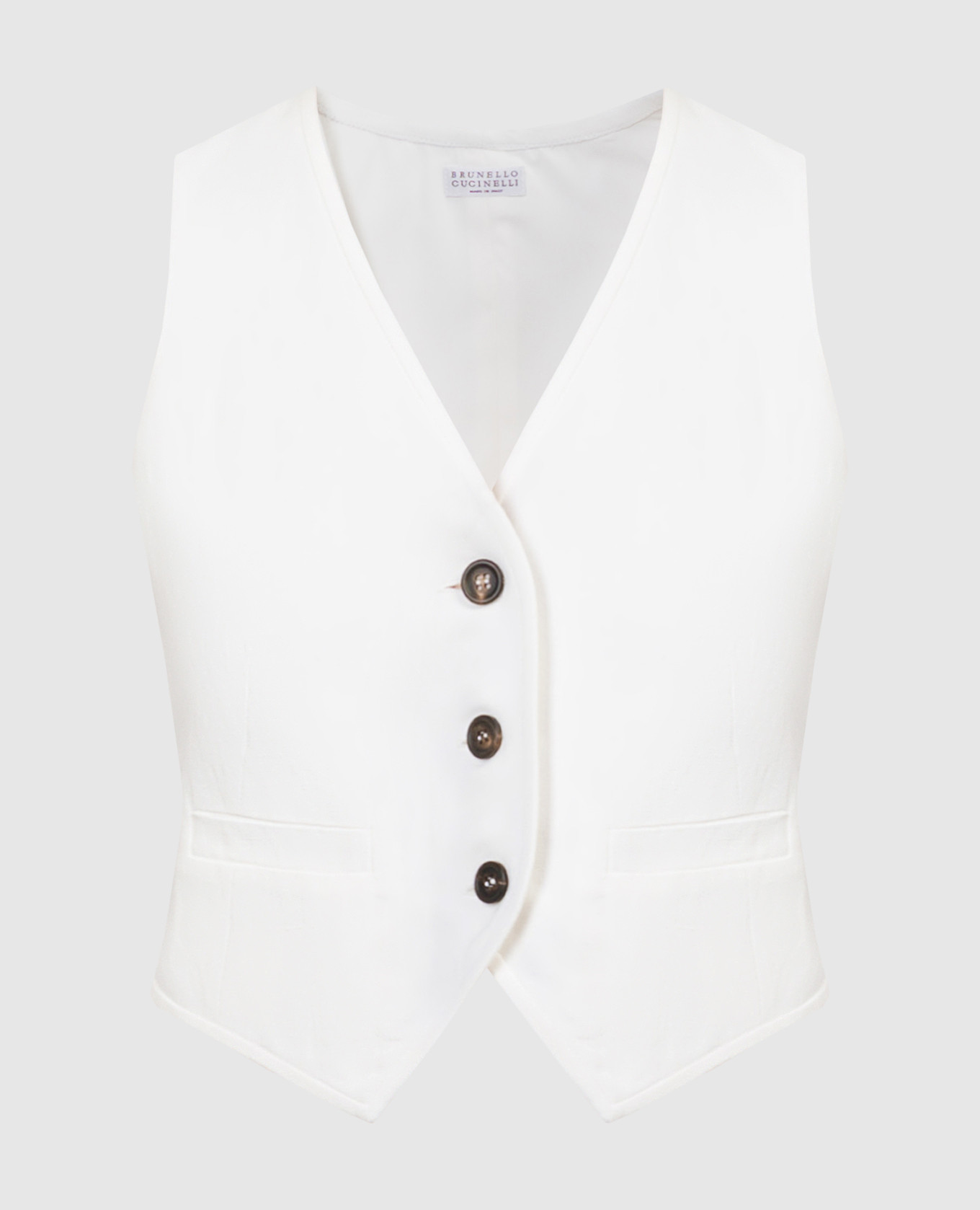 White linen waistcoat with monil chain