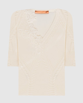 Ermanno Scervino Белый топ с шерстью и кашемиром в узор D474L503APNJG
