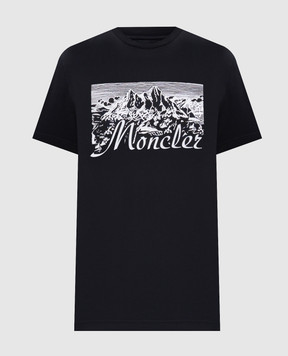 Moncler Чорна футболка з принтом логотипа K20918C0003189AUG