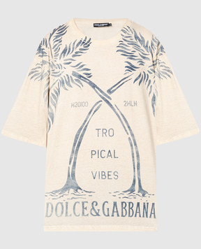 Dolce&Gabbana Бежевая футболка с принтом banana tree G8RF9TG7K1W