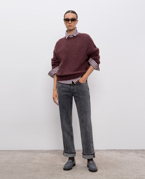 Brunello Cucinelli Бордовий светр з вовною M2I780100