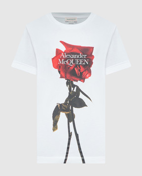 Alexander McQueen Белая футболка с принтом Shadow Rose 790827QZAMD