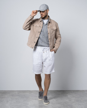 Brunello Cucinelli Серый кардиган с льном M2L00365