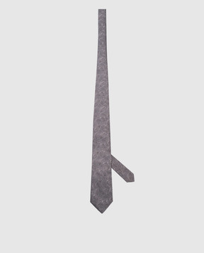 Brunello Cucinelli Серый галстук из шелка в узор. MR8790018