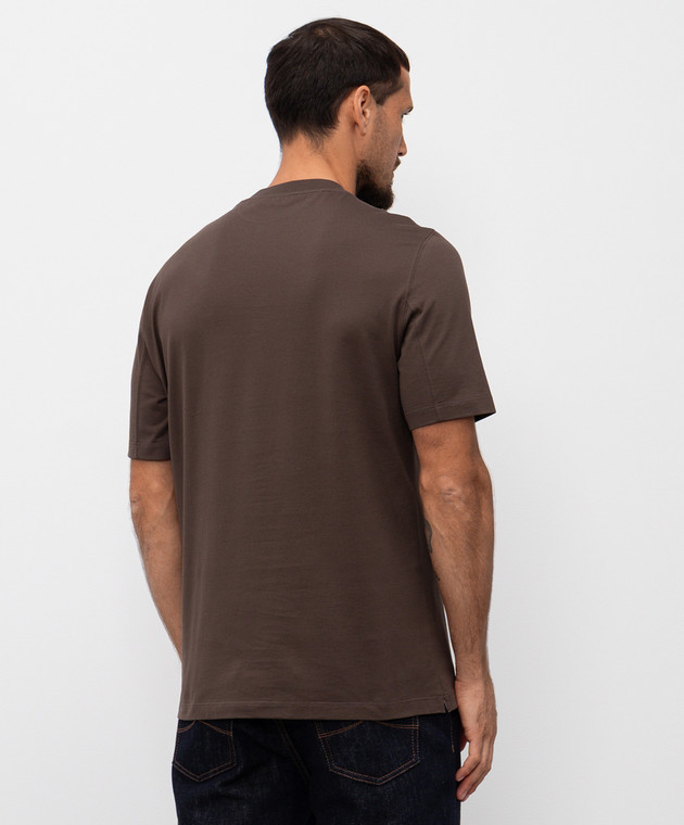 Brunello Cucinelli Коричневая футболка с принтом логотип логотип M0B138440 изображение 4