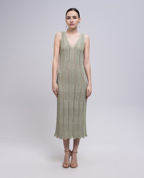 Twinset Зелена сукня міді з люрексом 251TT319A
