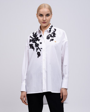 Dolce&Gabbana Біла подовжена сорочка з нашивками з мережива F5T39TGDB8O