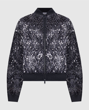 Brunello Cucinelli Сірий ажурний кардиган Dazzling з льоном та шовком MRTR20916