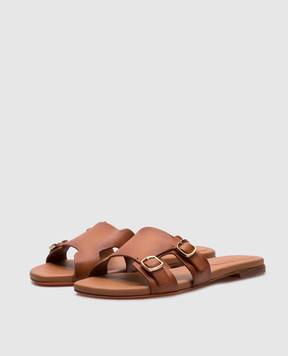Santoni Коричневые кожаные шлепанцы с эффектом градиента. WHPF70071HA1TLGA