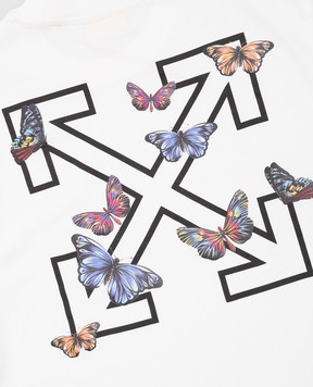 Off-White Дитяча біла футболка Butterfly OGAA001S25JER008