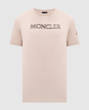 Moncler Бежевая футболка с принтом логотипа K10918C0000589A17