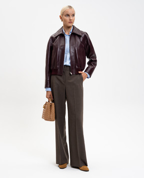 Bottega Veneta Бордова шкіряна куртка з плетінням 832893V5BX0