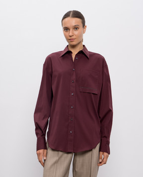 Brunello Cucinelli Бордова сорочка з ланцюжком моніль M0091MY816