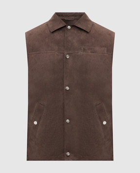 Brunello Cucinelli Коричневий замшевий жилет MPCFN2044