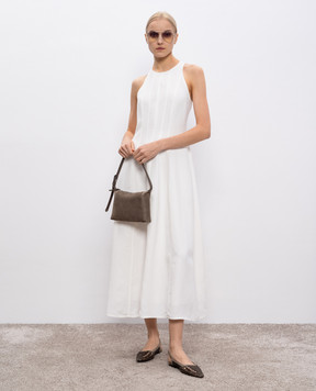 Brunello Cucinelli Белое платье миди с льном MH126A5171