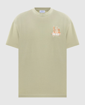 Off-White Зелена футболка з принтом Candles Arrow 2AA089F25JER006