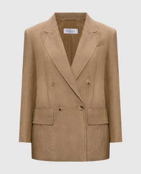 Max Mara Коричневый двубортный жакет GERLA из льна. GERLA