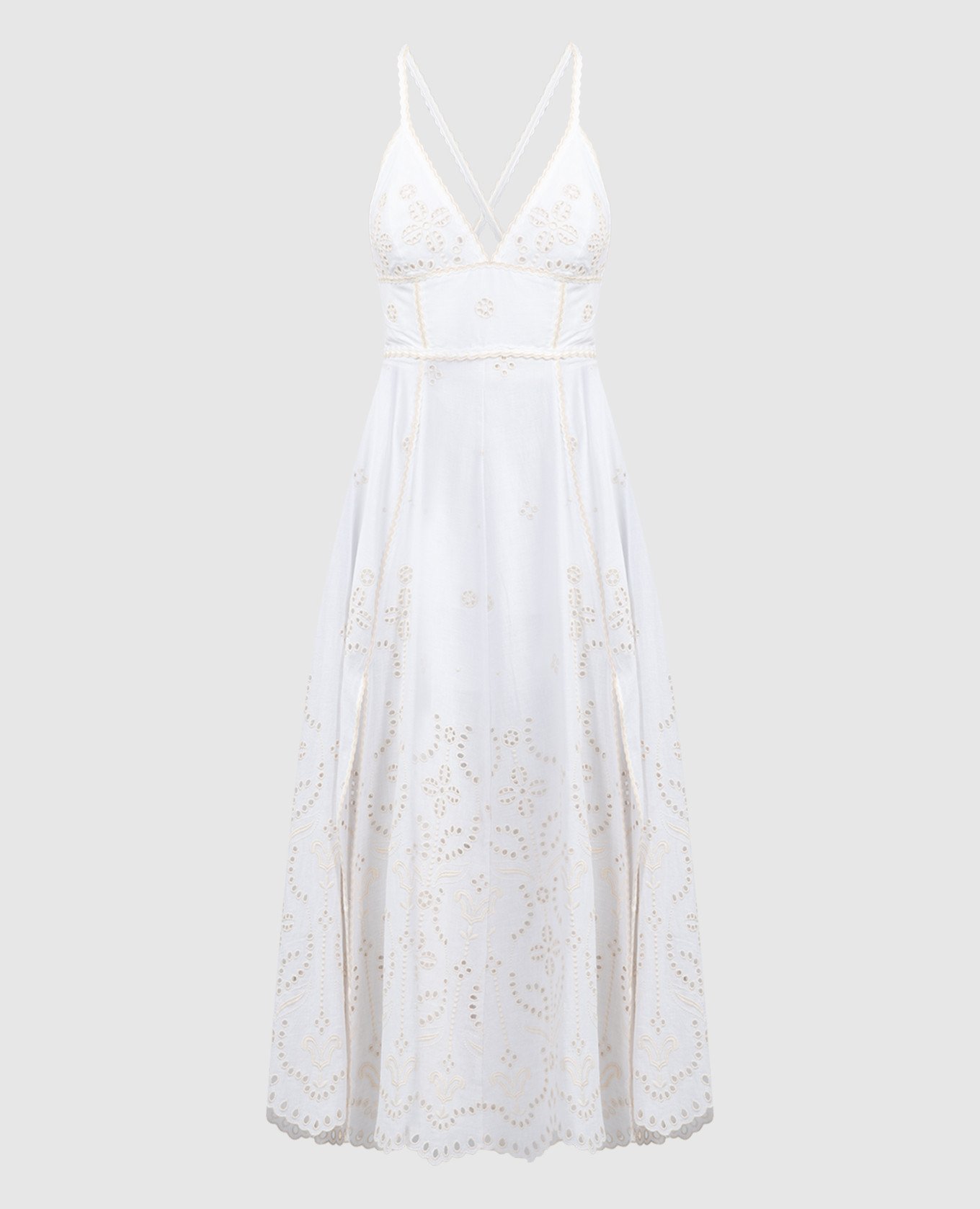 White Jodie midi dress with broderie embroidery