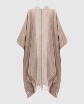 Brunello Cucinelli Бежевое пончо с льном MSCDARP97