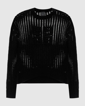 Givenchy Черный свитер из шерсти и кашемира с фактурным логотипом BW90RF4ZN0