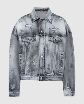 Dolce&Gabbana Сіра джинсова куртка з проріхами G9ATRDG8KK6