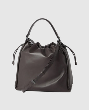 Brunello Cucinelli Коричневая кожаная сумка с логотипом MBGPD3611