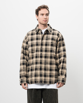 Vetements Бежева куртка в стилі сорочки в клітинку з логотипом UA66SH460Sm