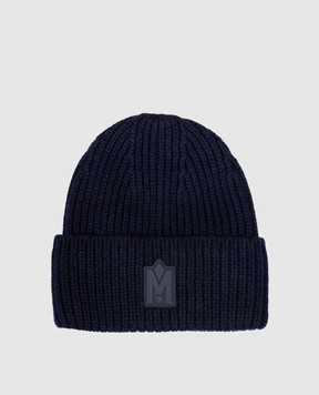 Mackage Синя шапка Jude-WZ з вовною з фактурним логотипом JUDEWZw