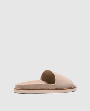 Brunello Cucinelli Бежевые замшевые шлепанцы MZUSILY236