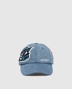 Off-White Синяя кепка с логотипом OMLB069F24DEN004