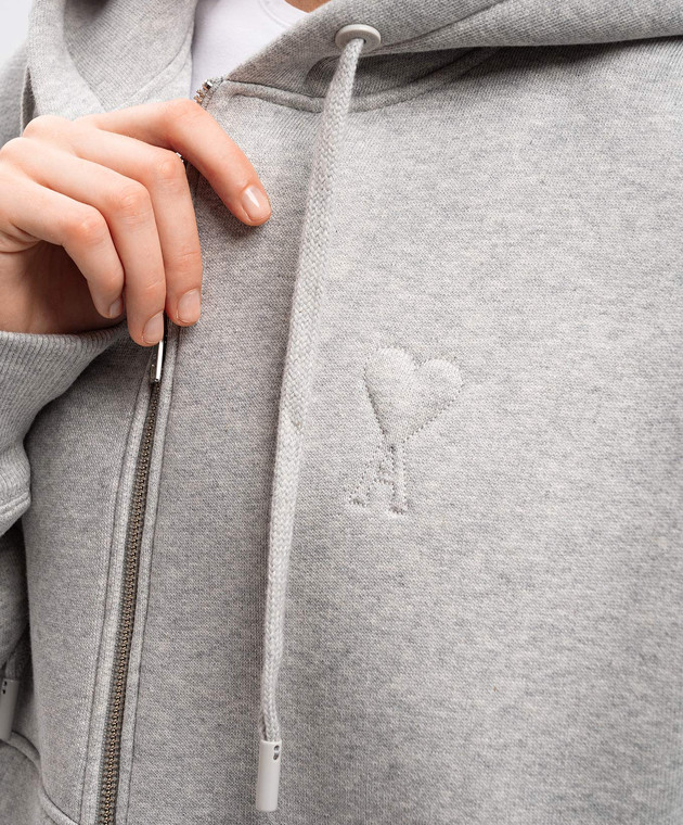 Ami Paris Сіра спортивна куртка з логотипом USW427749 зображення 5