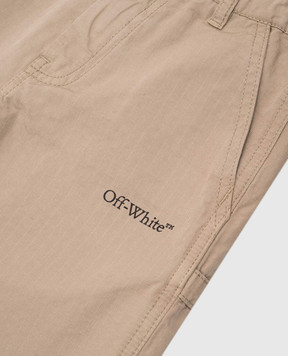 Off-White Дитячі шорти кольору хакі з логотипом OBCB00BS25FAB001