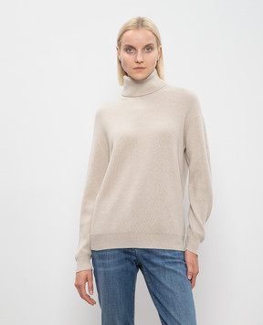 Brunello Cucinelli Бежевий светр з кашеміру з ланцюжком моніль M12175403