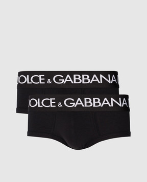 Dolce&Gabbana Набір чорних трусів-бріфів з контрастним логотипом M9D69JONN97