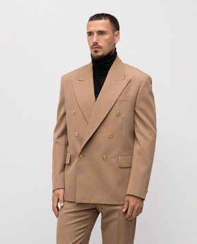 Versace Коричневий двобортний піджак з вовни 10215281A15433