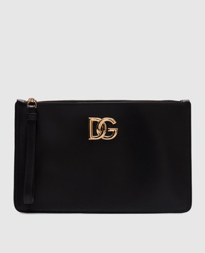 Dolce&Gabbana Чорний шкіряний клатч з монограмою логотипа BI1443AW576