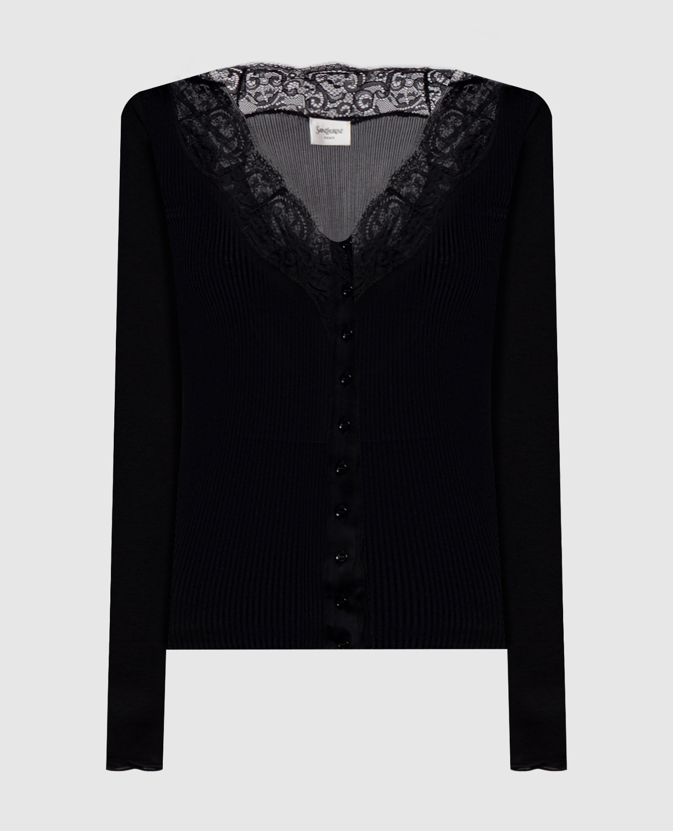 

Черный кардиган из шелка с кружевом, Кардиганы