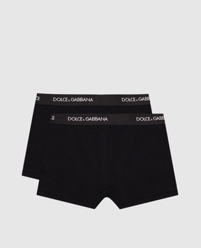 Dolce&Gabbana Дитячий набір чорних трусів-боксерів з візерунком логотипа L4J701ON00G