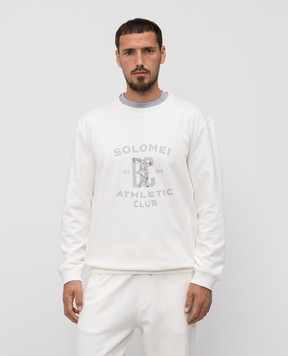 Brunello Cucinelli Белый свитшот с брендовым принтом MW8633380G
